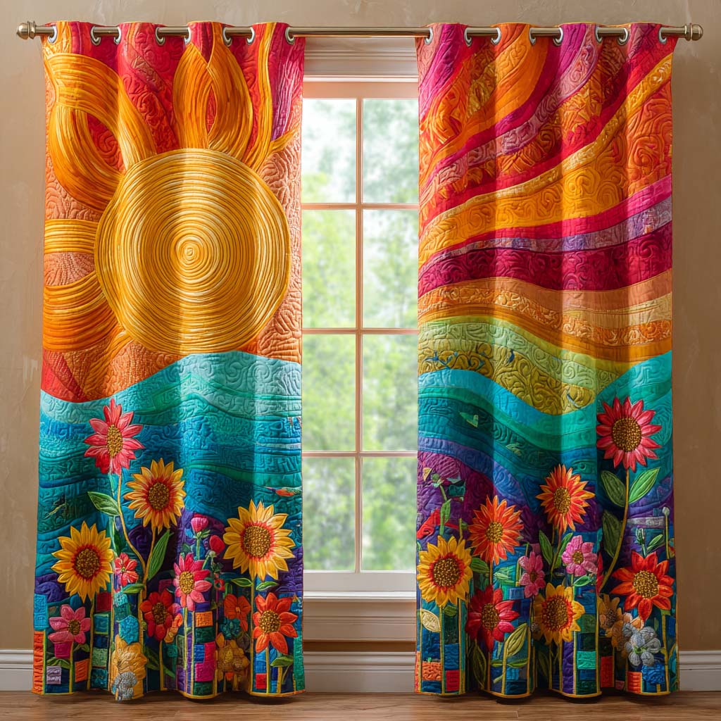Rainbow Garden Sunrise Quilted Curtains NCU0XD2044