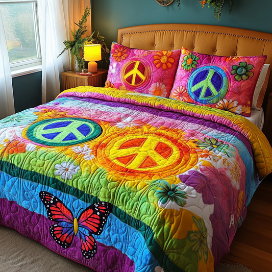 Rainbow Groove 3-Piece Quilted Bedding Set NCU0VL2776