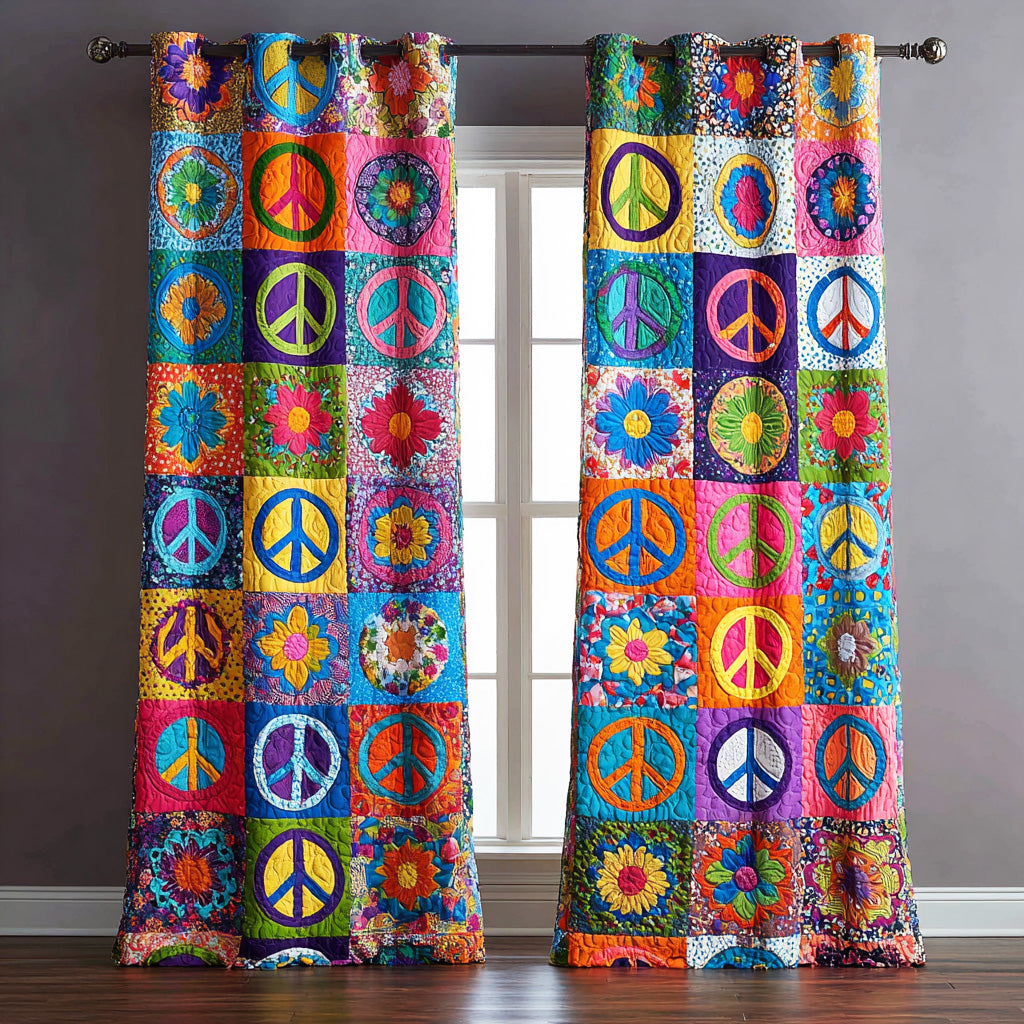 Rainbow Love Wave Quilted Curtains NCU0TD1492