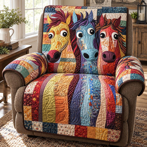 Rainbow Mane Horses Quilted Sofa Cover NCU0DV10413
