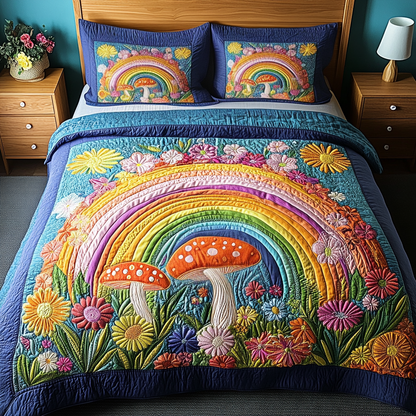 Rainbow Meadow 3-Piece Quilted Bedding Set NCU0VH2592
