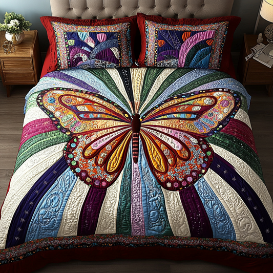 Rainbow Monarch 3-Piece Quilted Bedding Set NCU0VL1044