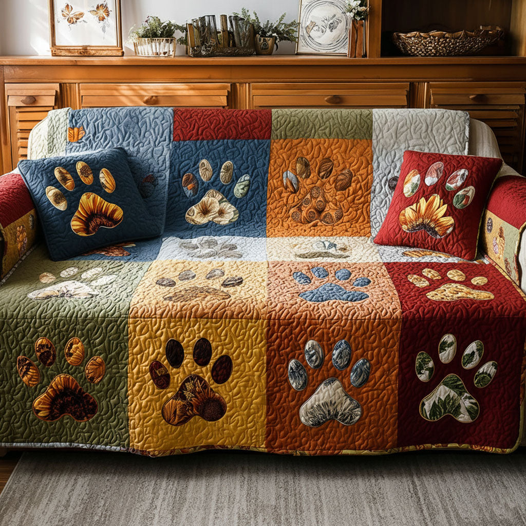 Rainbow Paw Quilted Sofa Cover NCU0PT11007