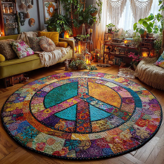Rainbow Peace Quilted Round Mat NCU0TV183