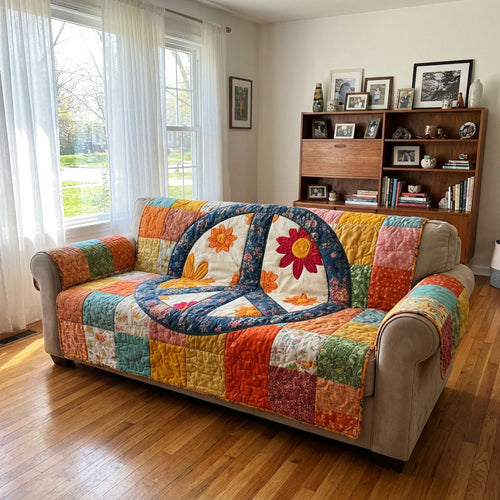 Rainbow Peace Quilted Sofa Cover NCU0DK12123