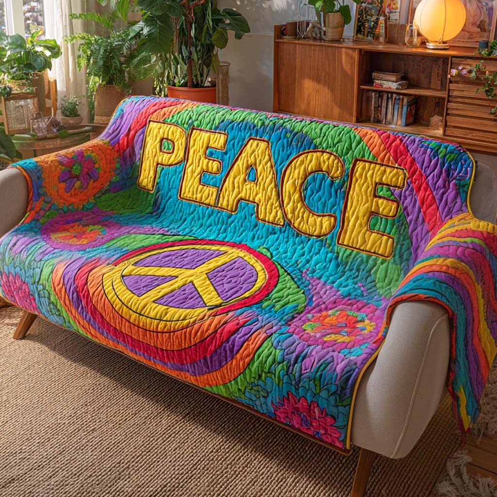Rainbow Peace Quilted Sofa Cover NCU0XD1304