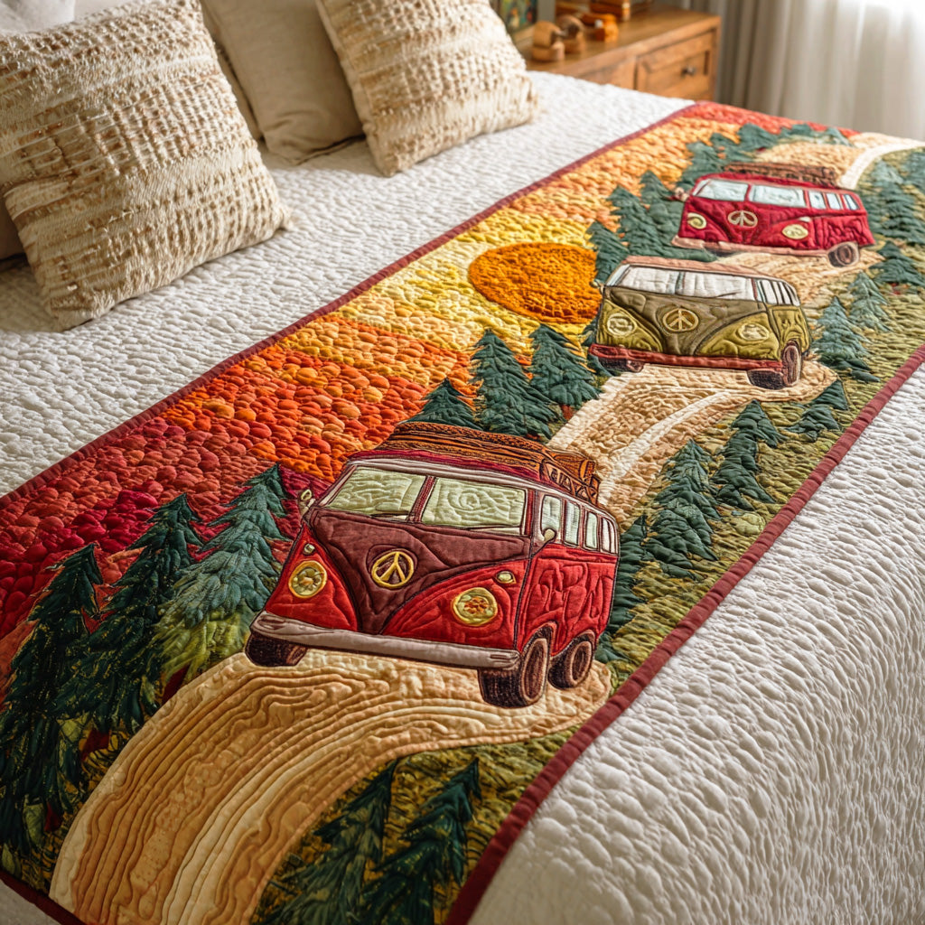 Rainbow Peace Route Quilted Bed Runner NCU0TD1254