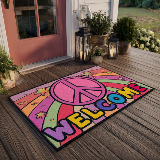 Rainbow Peace Welcome Doormat NCU0XD841