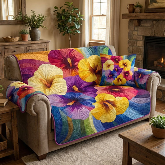 Rainbow Petals Quilted Sofa Cover NCU0DK12128