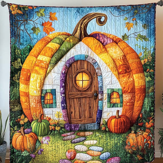 Rainbow Pumpkin House Quilted Blanket NCU0NT9549