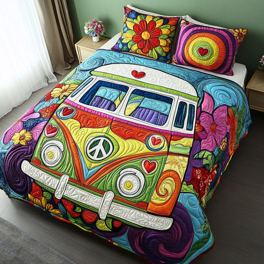 Rainbow Road Trip 3-Piece Quilted Bedding Set NCU0NT4957