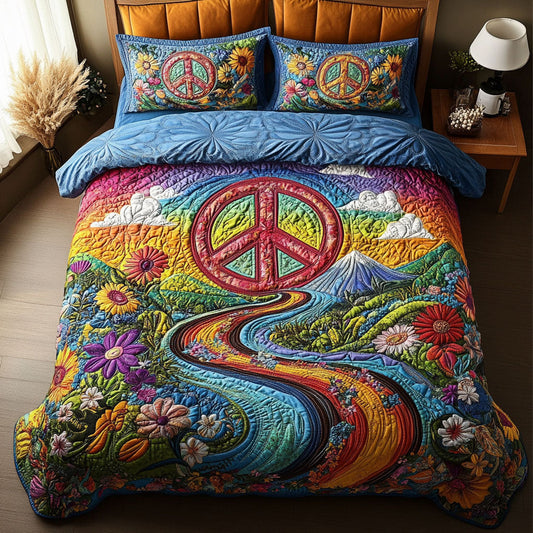 Rainbow Road to Serenity 3-Piece Quilted Bedding Set NCU0PT4061