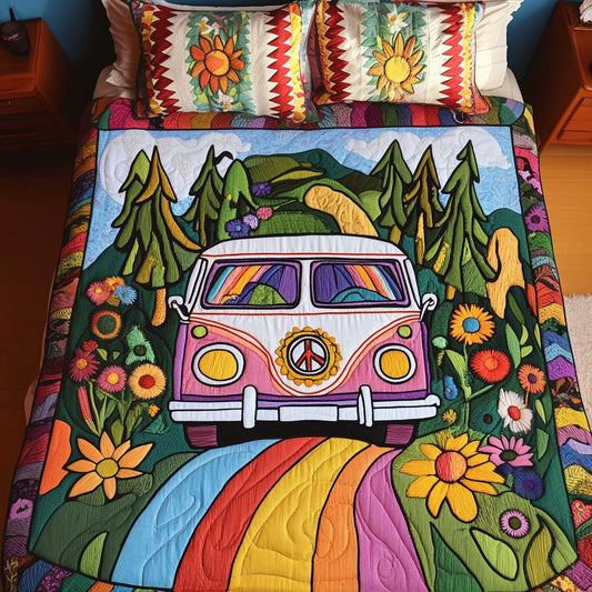 Rainbow Roadtrip 3-Piece Quilted Bedding Set NCU0NT3901