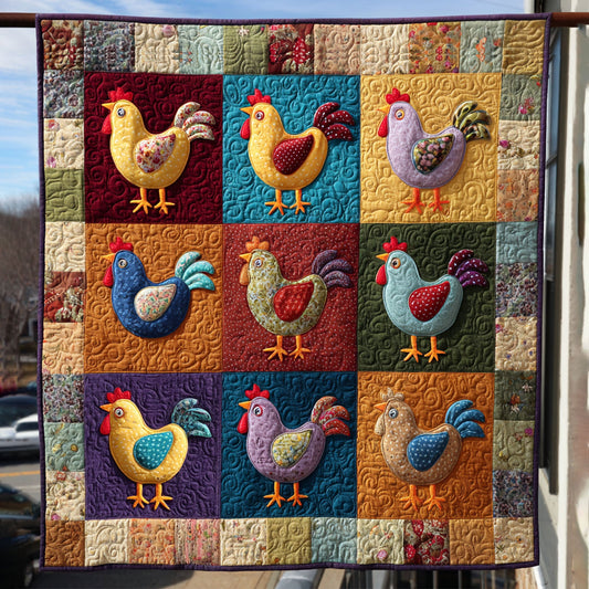 Rainbow Roosters Quilted Blanket NCU0TV078