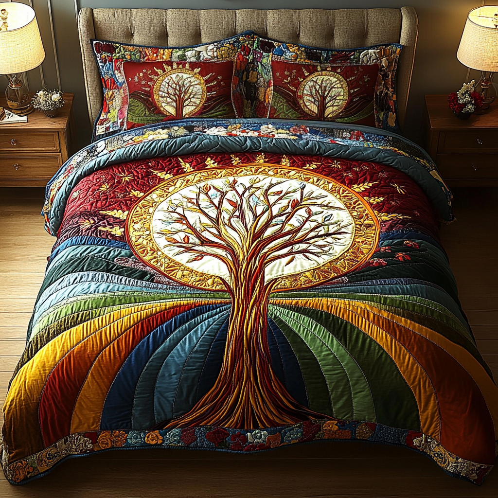 Rainbow Serenity 3-Piece Quilted Bedding Set NCU0DK4320