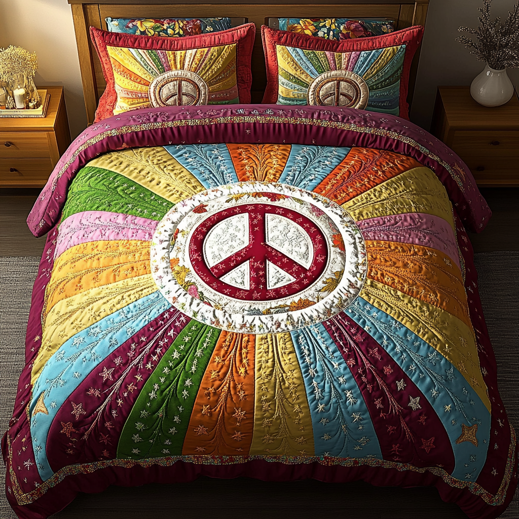 Rainbow Serenity 3-Piece Quilted Bedding Set NCU0VL1149