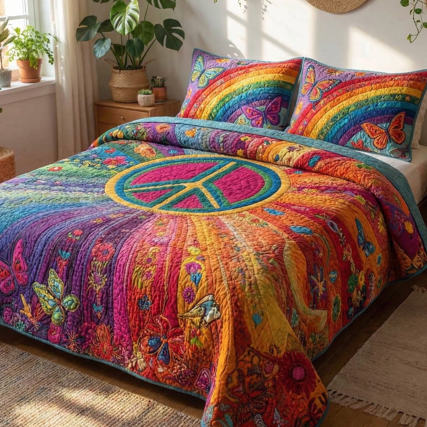 Rainbow Spirit 3-Piece Quilted Bedding Set NCU0XD2671