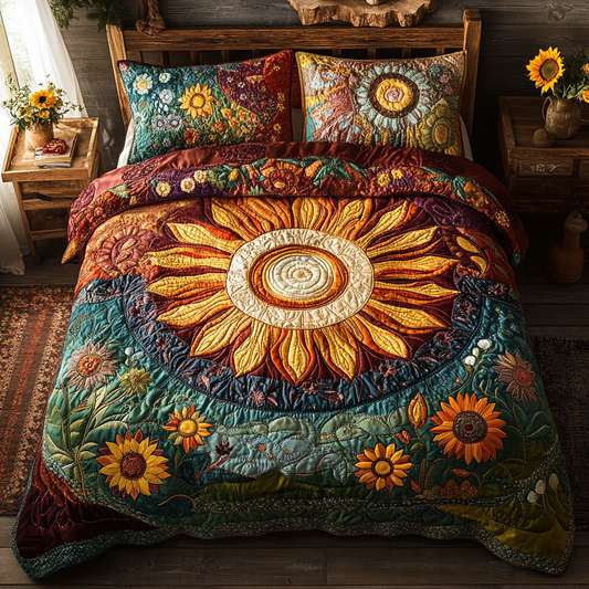 Rainbow Sun 3-Piece Quilted Bedding Set NCU0VL1495