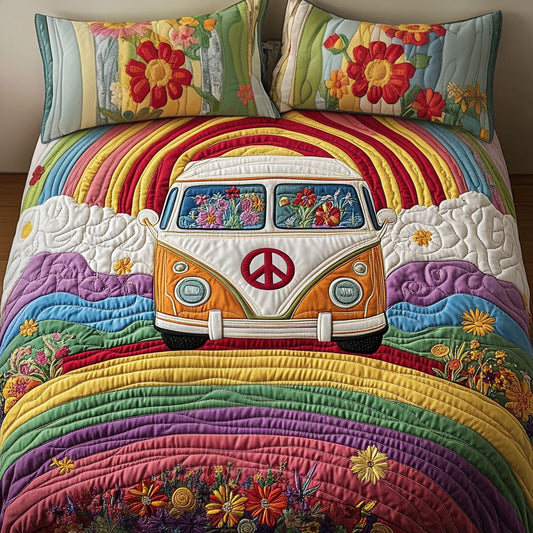 Rainbow Sunset Van 3-Piece Quilted Bedding Set NCU0NT4101