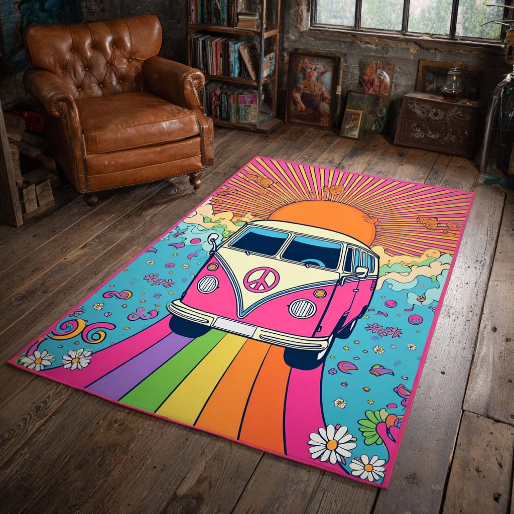 Rainbow Sunset Van Area Rug NCU0XD855