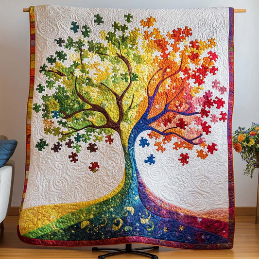Rainbow Tree Quilted Blanket NCU0NT9588
