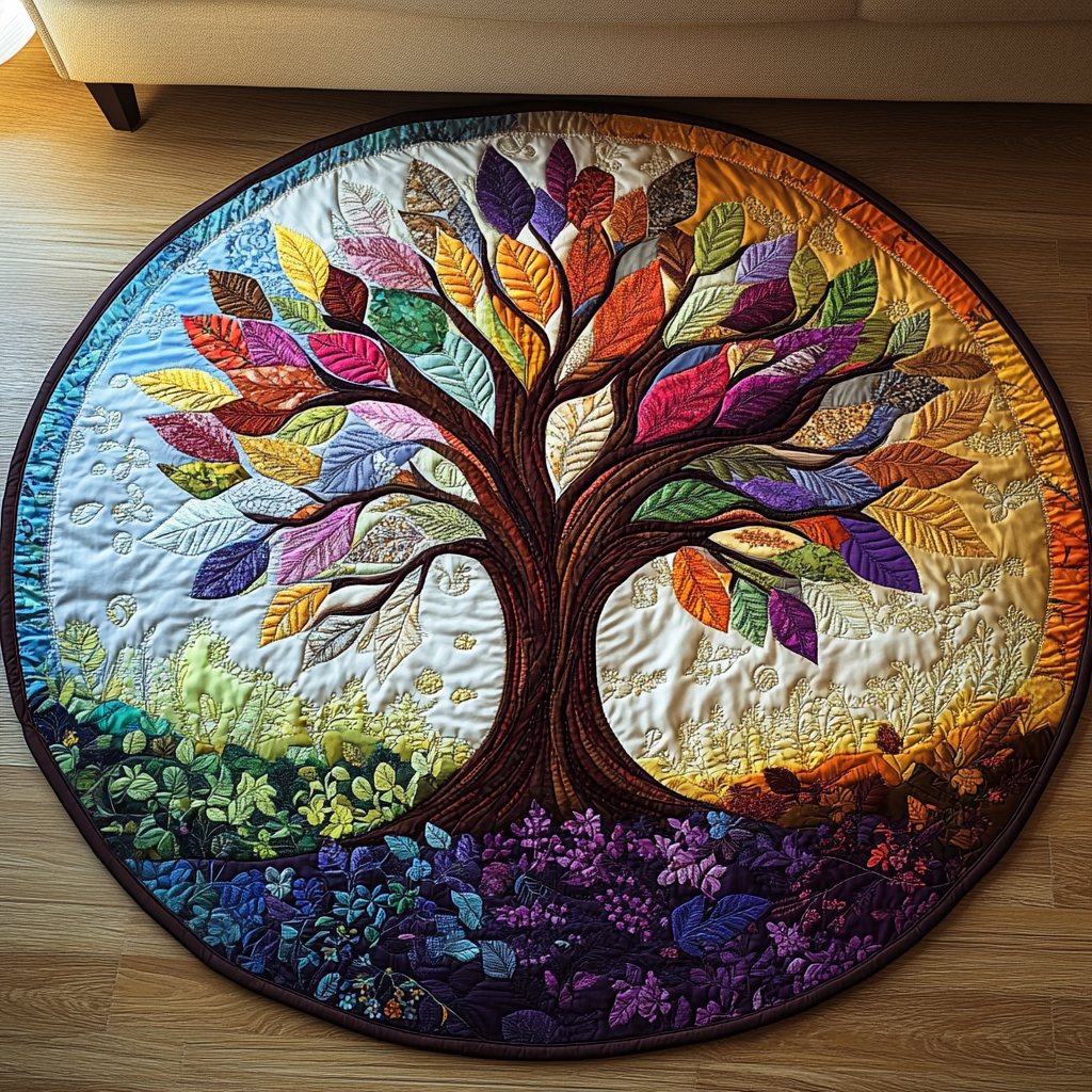 Rainbow Tree Quilted Round Mat NCU0NT3453