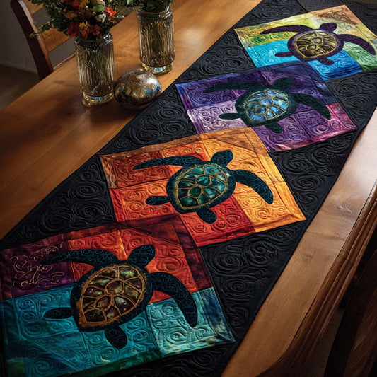 Rainbow Turtles Quilted Table Runner NCU0NT10180