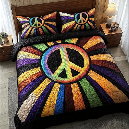 Rainbow Vibes 3-Piece Quilted Bedding Set NCU0NT5764