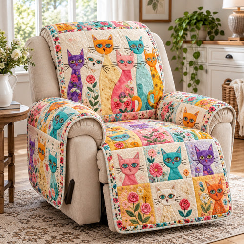 Rainbow Whisker Cats Quilted Sofa Cover NCU0PT12293