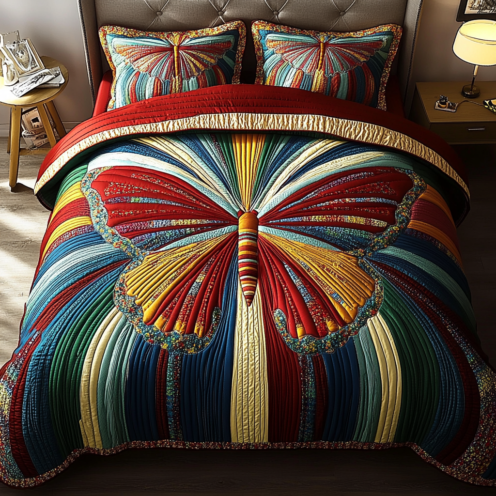 Rainbow Wings 3-Piece Quilted Bedding Set NCU0DK5596