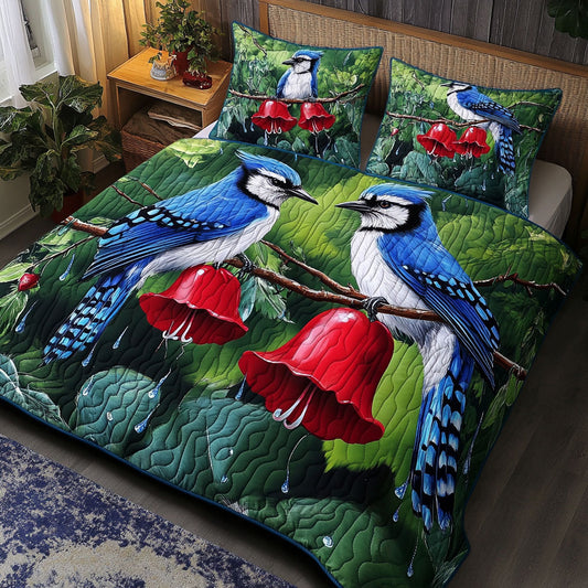 Raindrop Serenade Jays 3-Piece Quilted Bedding Set NCU0NT5800