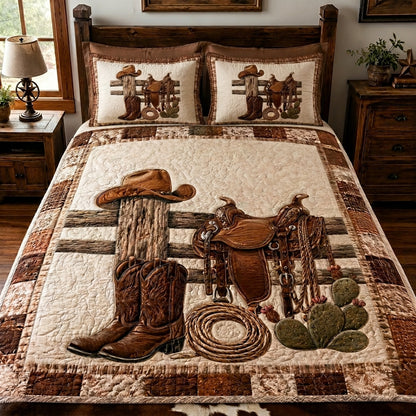 Ranch Roots 3-Piece Quilted Bedding Set NCU0DV9769