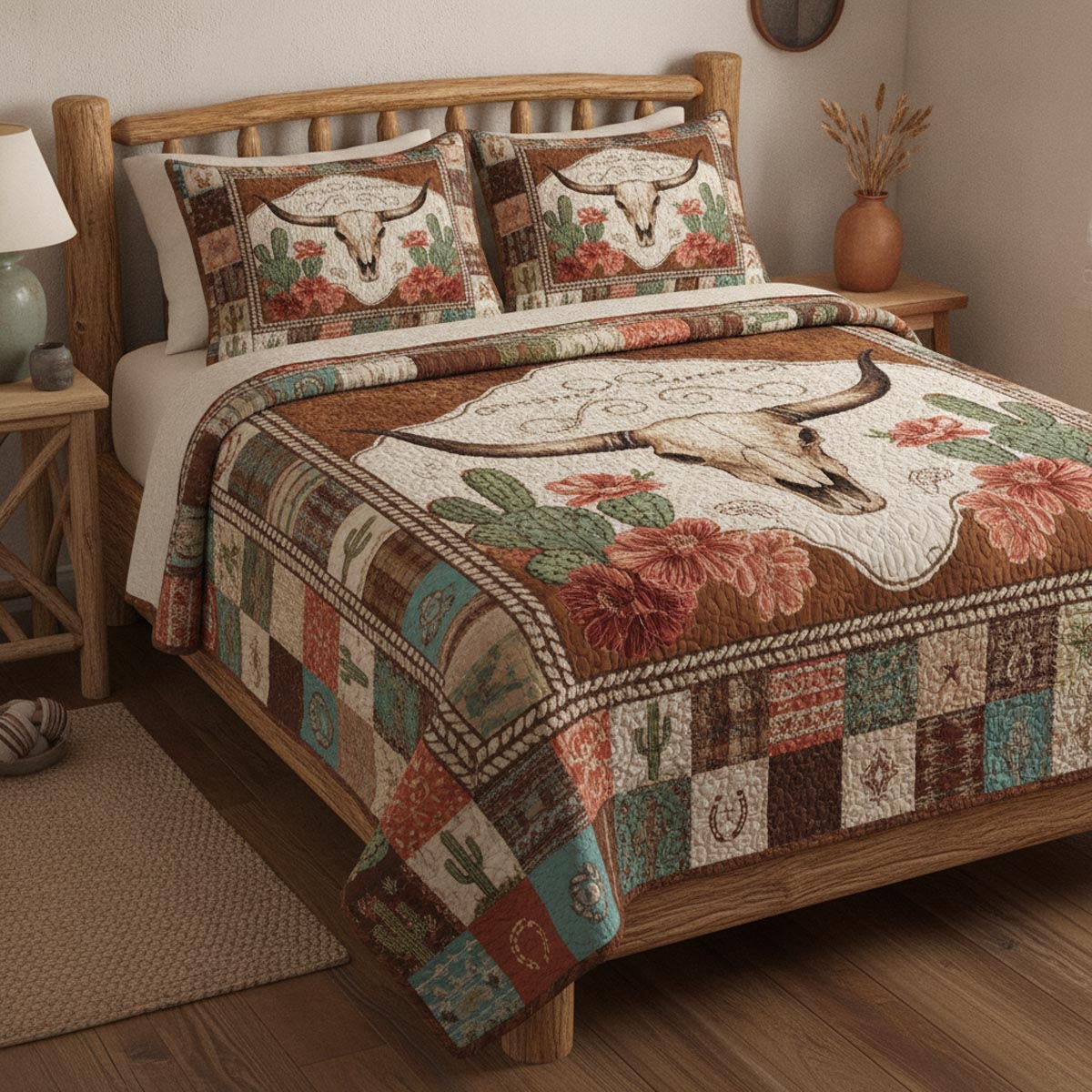 Ranchland Sunset Glow 3-Piece Quilted Bedding Set NCU0DV9773