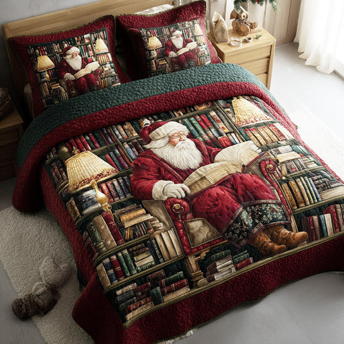 Reading Santa 3-Piece Quilted Bedding Set NCU0TD1953