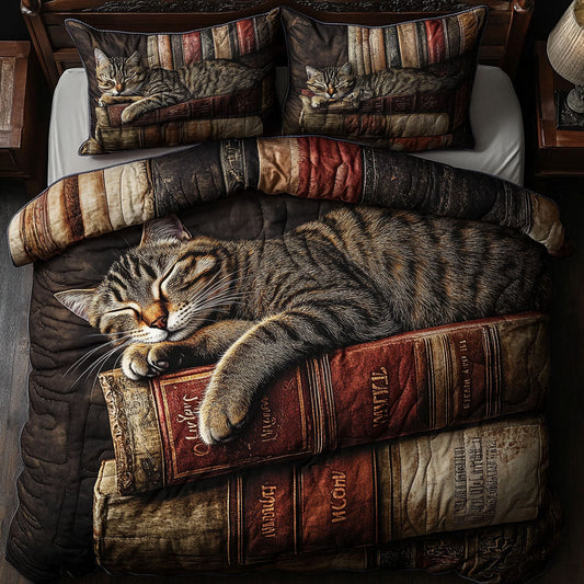 Reading Whiskers 3-Piece Quilted Bedding Set NCU0NT6801