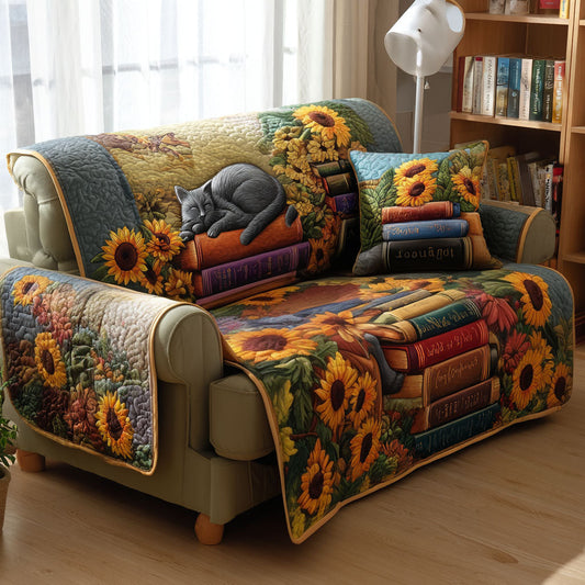 Reading Whiskers Quilted Sofa Cover NCU0PT9944