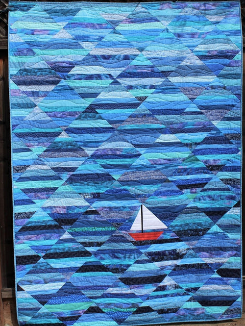 Red Boat Blue Sea Quilted Blanket NCU0TH614