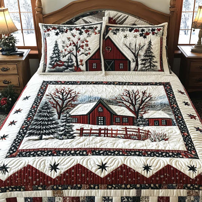 Red Barn 3-Piece Quilted Bedding Set NCU0NT9974