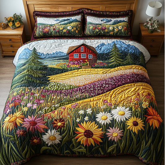 Red Barn Retreat 3-Piece Quilted Bedding Set NCU0DK5840
