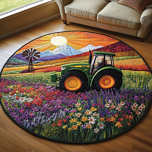 Red Barn Tractor Quilted Round Mat NCU0DV4699