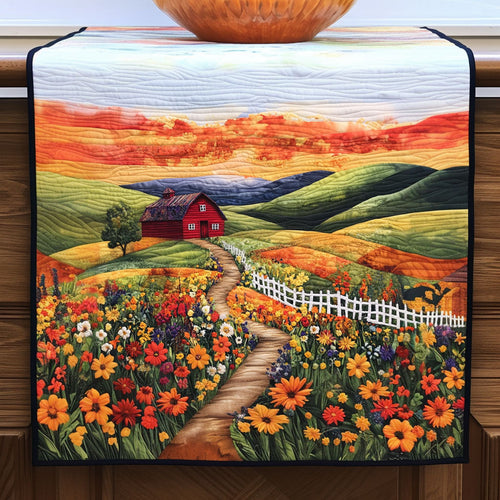 Red Barn in Bloom Quilted Table Runner NCU0NT5233