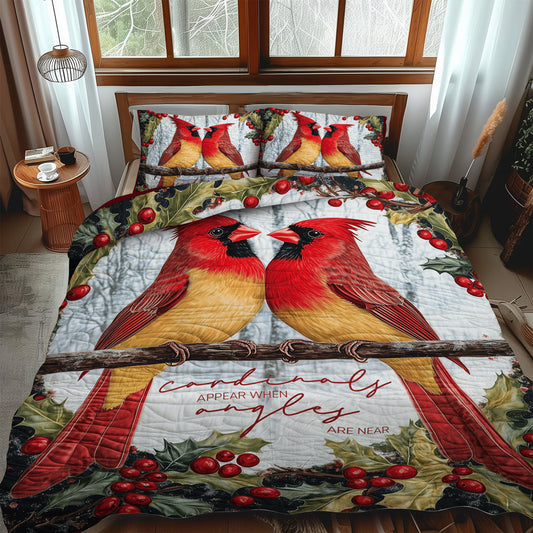 Red Beauties 3-Piece Quilted Bedding Set NCU0TL1491