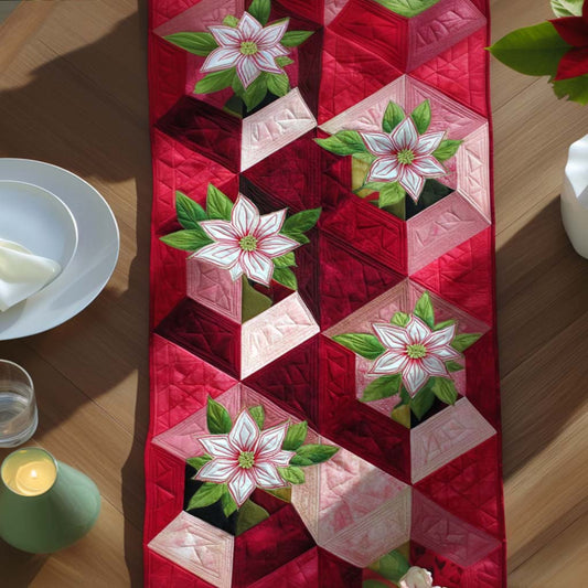 Red Blooms Quilted Table Runner NCU0NT9992