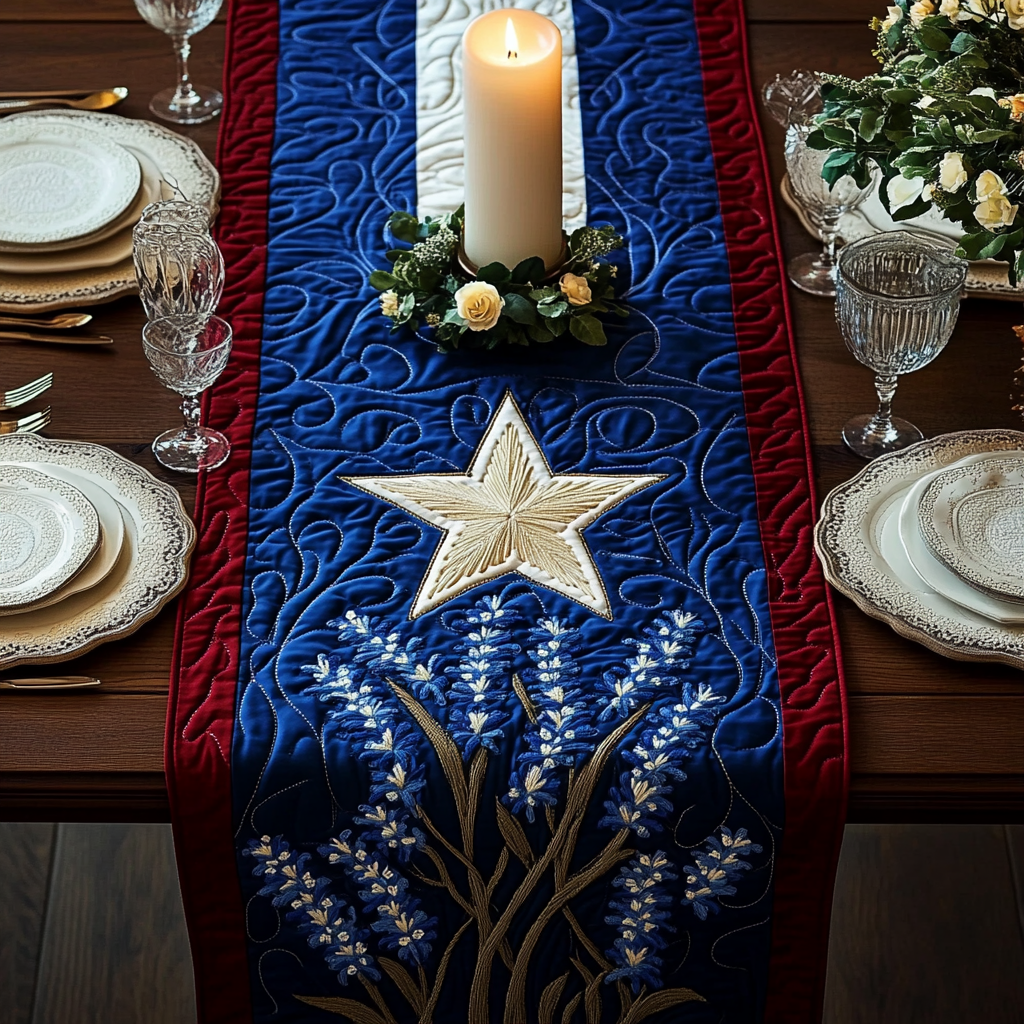 Red Blooms Quilted Table Runner NCU0VH4144