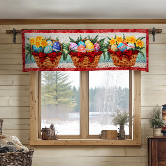 Red Bow Easter Baskets Quilted Valance NCU0NT4516