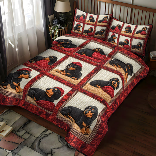 Red Cap Pup 3-Piece Quilted Bedding Set NCU0NT1655