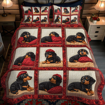 Red Cap Pup 3-Piece Quilted Bedding Set NCU0NT1655