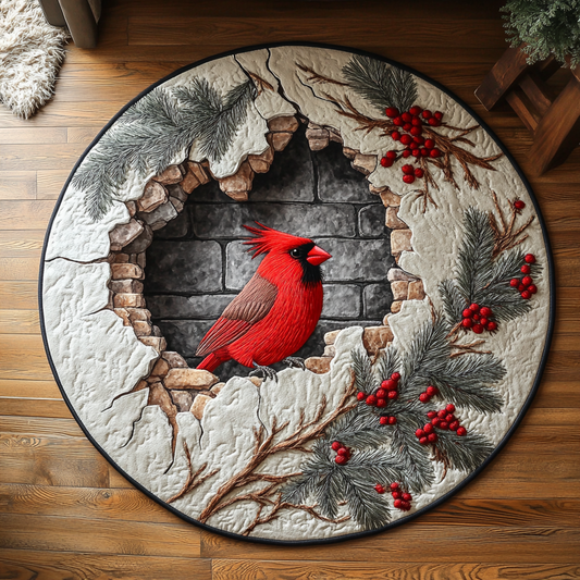 Red Cardinal Quilted Round Mat NCU0DK9912