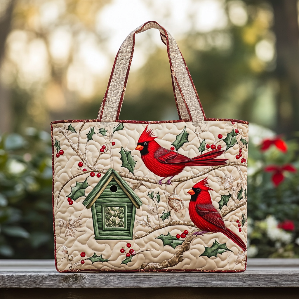 Red Cardinal Quilted Tote Bag NCU0DK8836