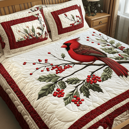 Red Cardinal Serenity 3-Piece Quilted Bedding Set NCU0TH2081